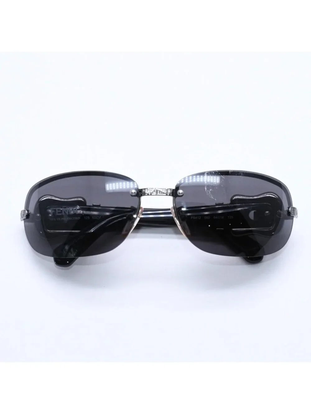 Fendi Half Rim Sunglasses Eyewear 060 Belt Temple Black